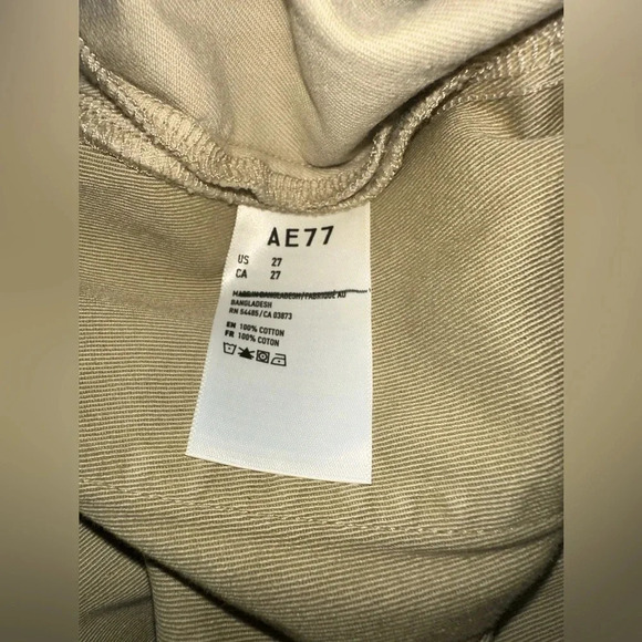 AE77 Premium Wide Leg High Rise Khaki Pants SZ 27 - Picture 3 of 4